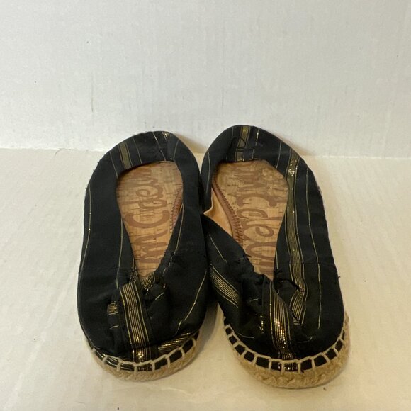 Sam Edelman Flats Woven Sides Black/Gold Stripe - Picture 5 of 10